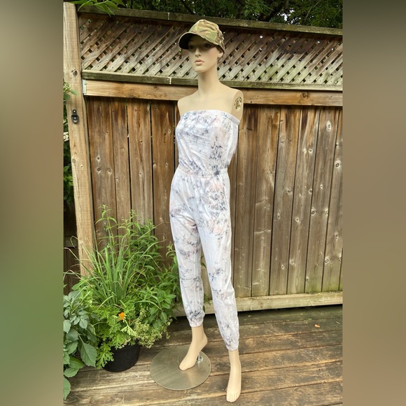 Hand Dyed Splatter Effect Tube Top Jumpsuit - Picture 12 of 14